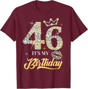 It's My 46th Birthday Diamond Shoes 46 Years Old Women T-Shirt - T-Shirt | Maroon