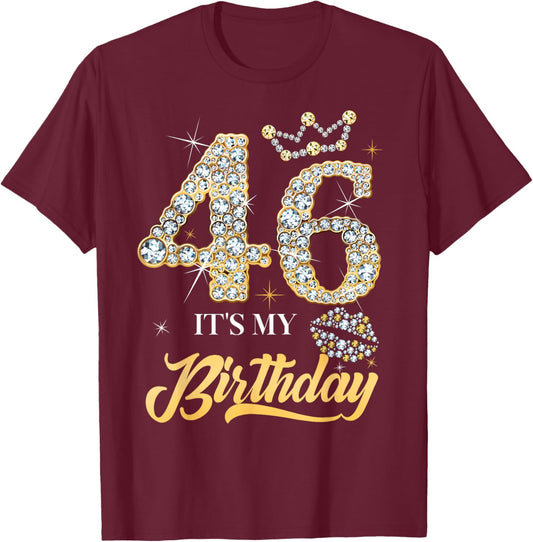 It's My 46th Birthday Diamond Shoes 46 Years Old Women T-Shirt - T-Shirt | Maroon