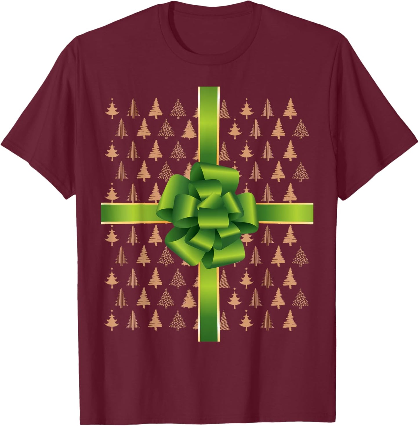 Pretend I'm A Present Green Christmas Bow Kids T-Shirt - T-Shirt | Maroon