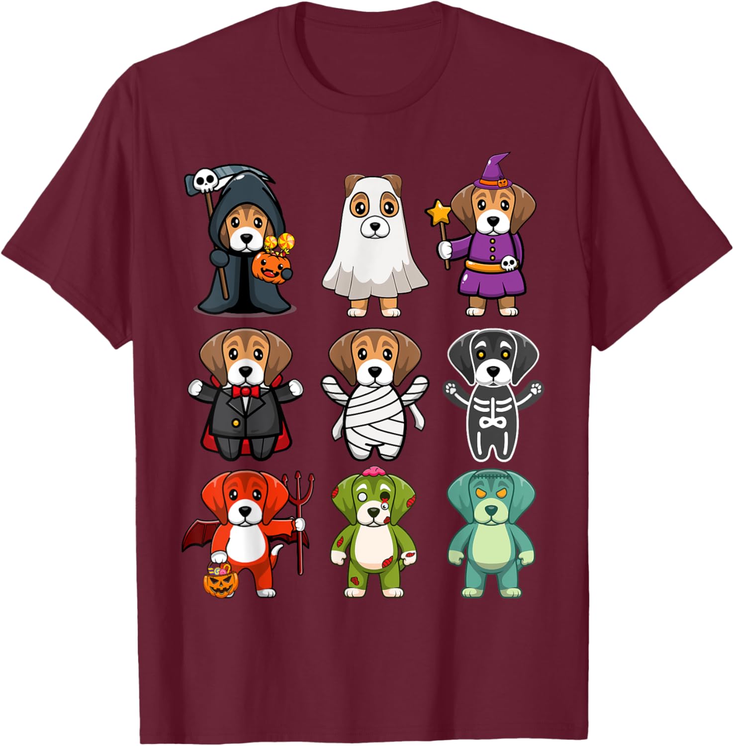 Beagle Dog Spooky Boo-Jee Horror Pumpkin Beagle Halloween T-Shirt - T-Shirt | Maroon