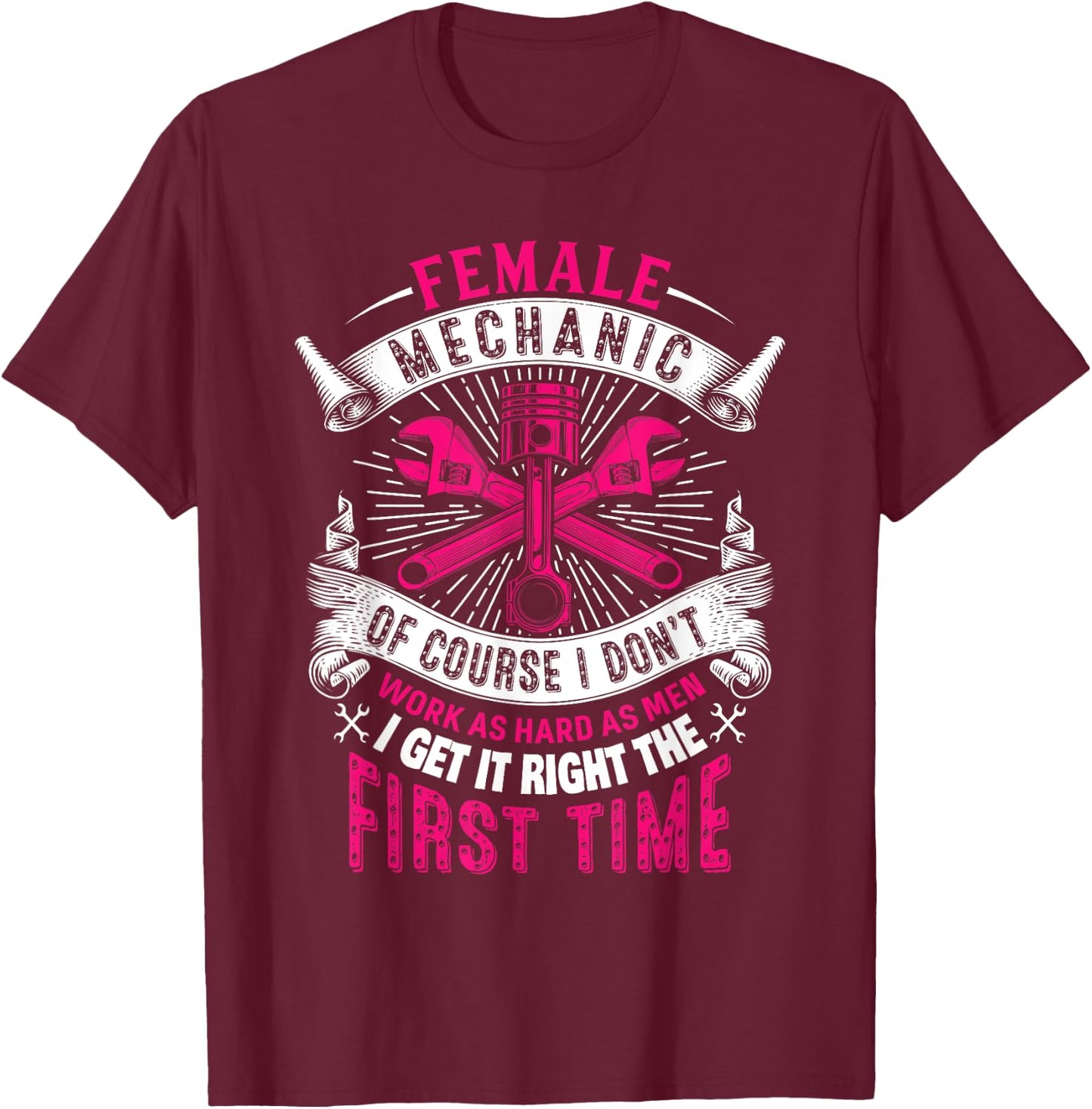 Female Mechanic Girl Car Repair Funny T-Shirt - T-Shirt | Maroon