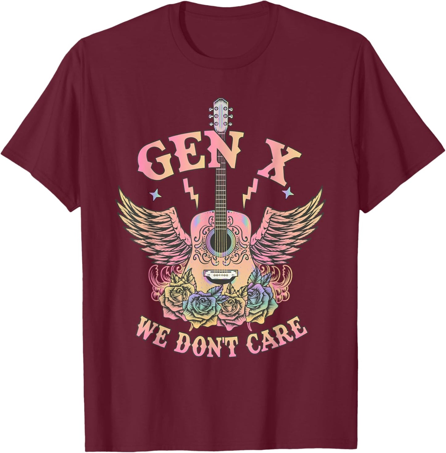 We Don't Care Retro GenX T-Shirt - T-Shirt | Maroon
