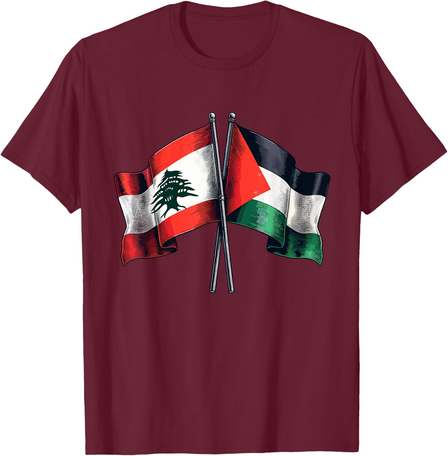 Lebanon Palestine T-Shirt - T-Shirt | Maroon