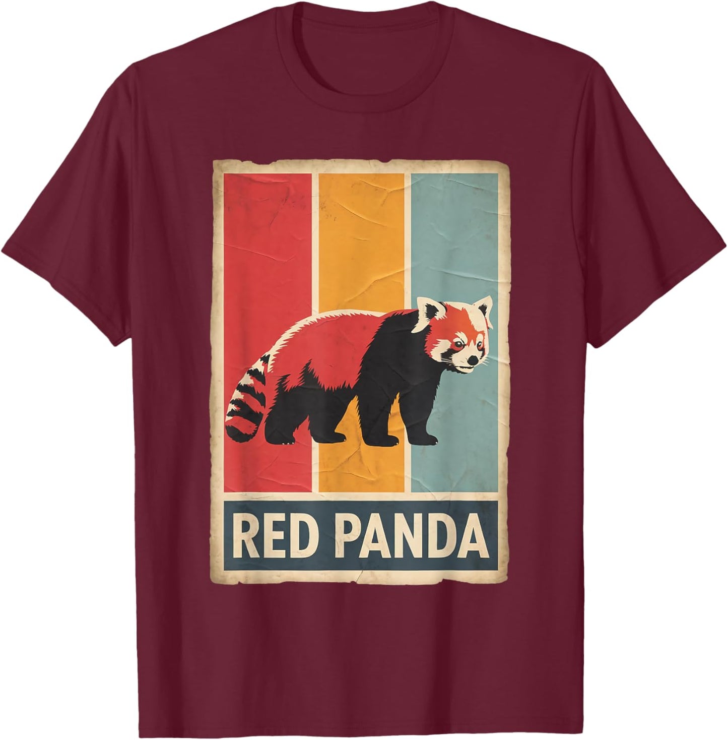 Retro Wildlife Animal Vintage Red Panda T-Shirt - T-Shirt | Maroon