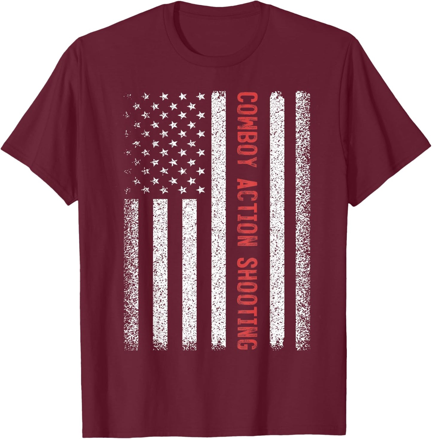 Cowboy Action Shooting American Flag 4th of July T-Shirt - T-Shirt | Maroon