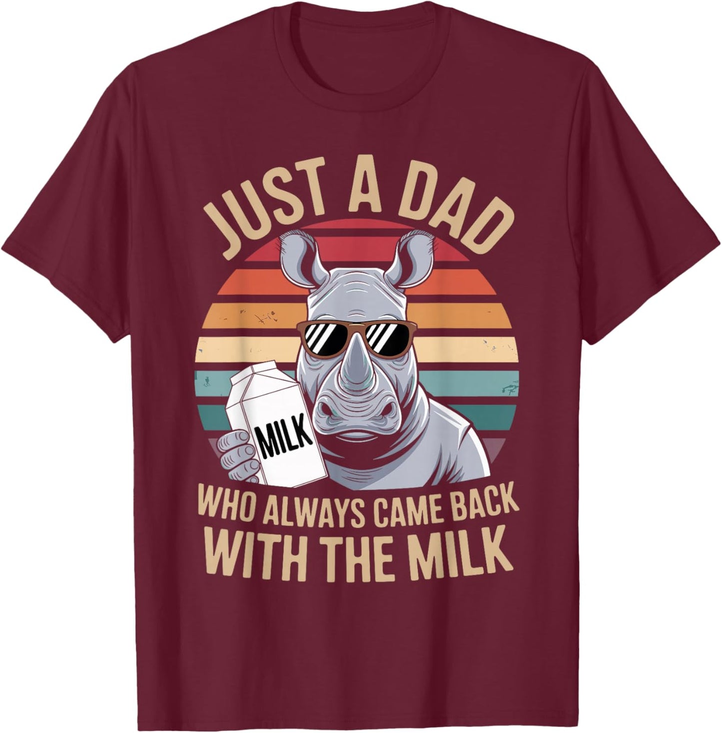 Rhino Funny Father's Day Dad Milk T-Shirt - T-Shirt | Maroon