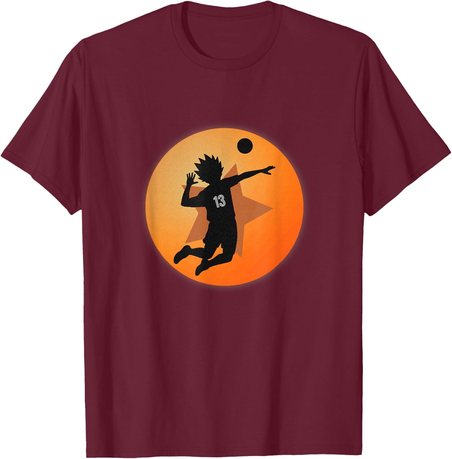 Anime Merch Japanese Number 13 Star Anime Volleyball T-Shirt - T-Shirt | Maroon