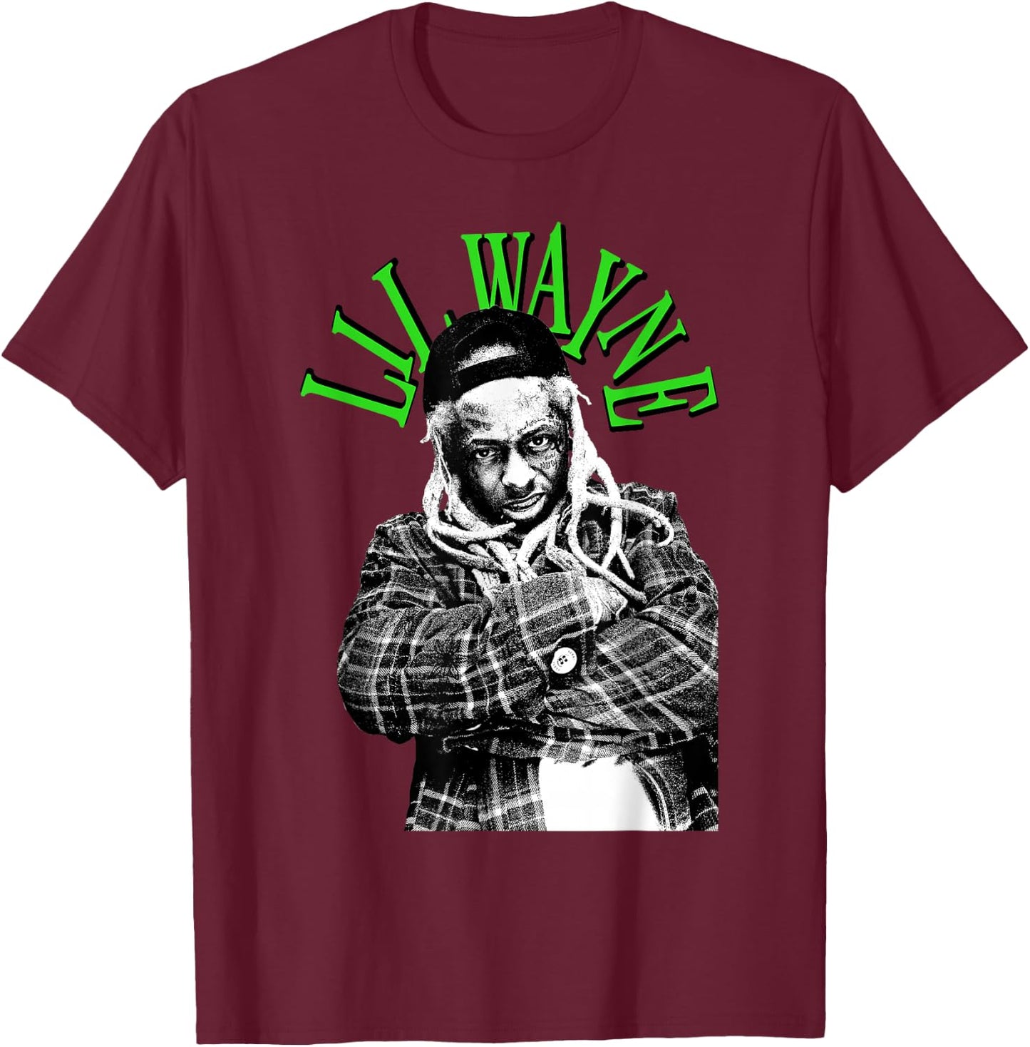 Lil Wayne Green Photo T-Shirt - T-Shirt | Maroon