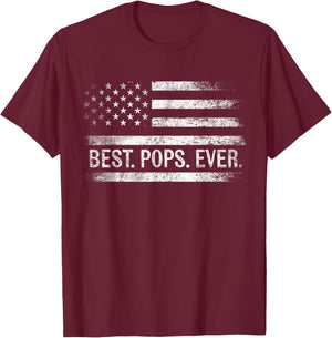 Best Pops Ever American Flag Gifts Pops Father's Day T-Shirt - T-Shirt | Maroon