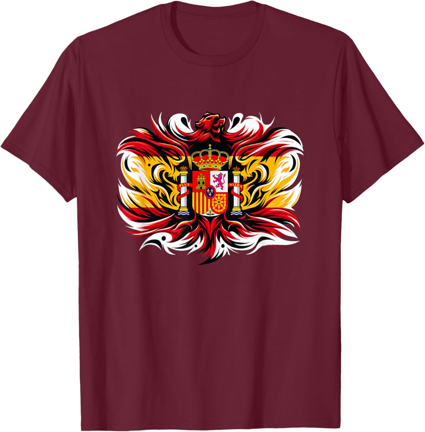 Spanish Banner Fan Spain Flag Retro Art Eagle T-Shirt - T-Shirt | Maroon