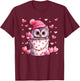 Cute Owl Love Graphic And Valentine Animal Lovers T-Shirt - T-Shirt | Maroon