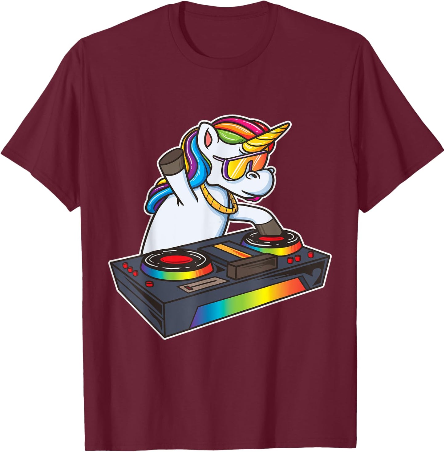 Unicorn DJ Party Club Disk Jockey Shirt EDM Dance Club Gift T-Shirt - T-Shirt | Maroon