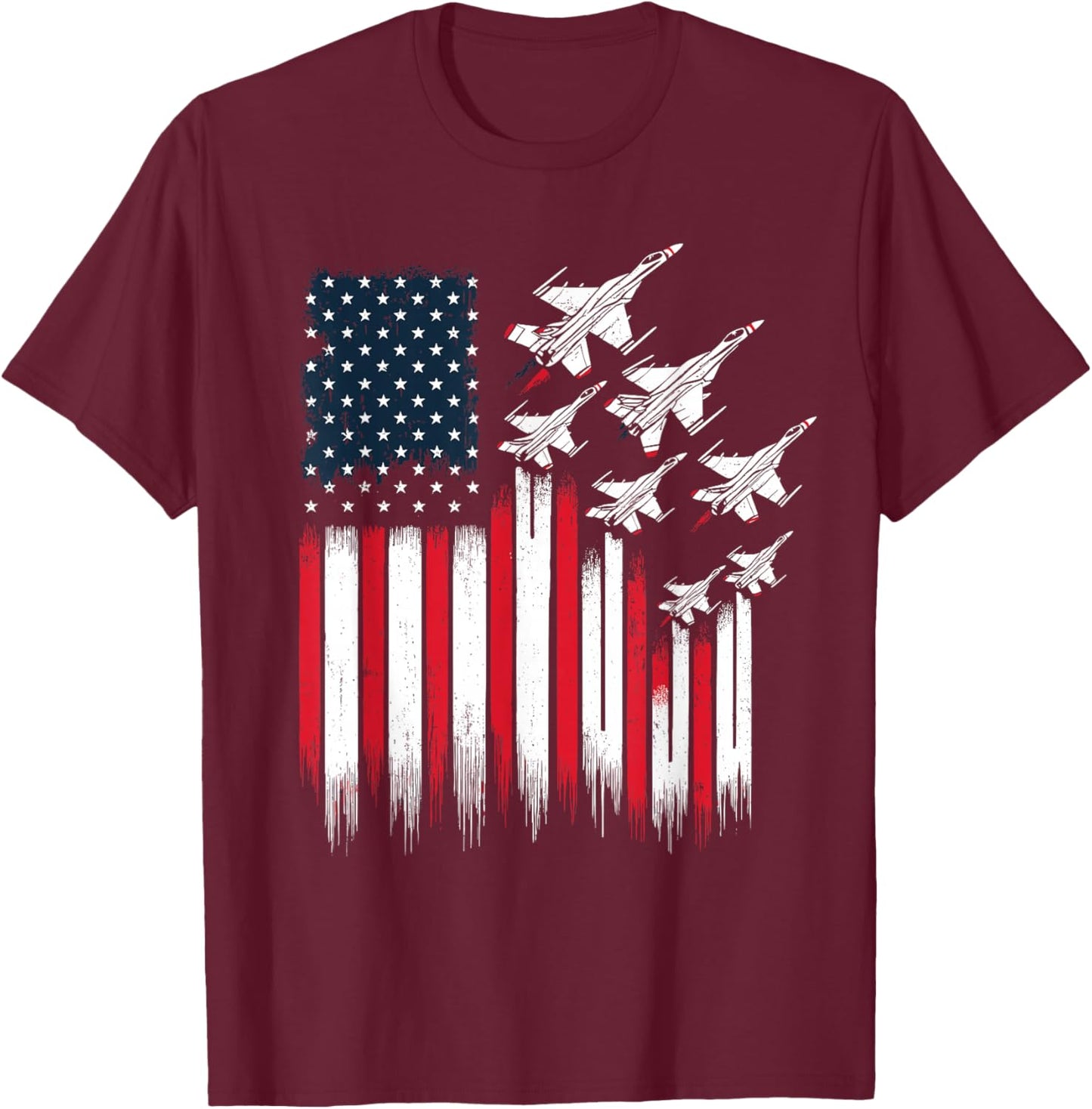 Patriotic Fighter Jets USA Flag 4th of July Jets Lover T-Shirt - T-Shirt | Maroon