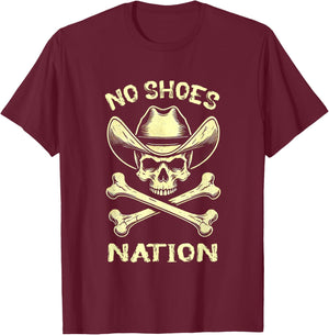 No Shoes No Nation Funny Skull Saying Shoes T-Shirt - T-Shirt | Maroon