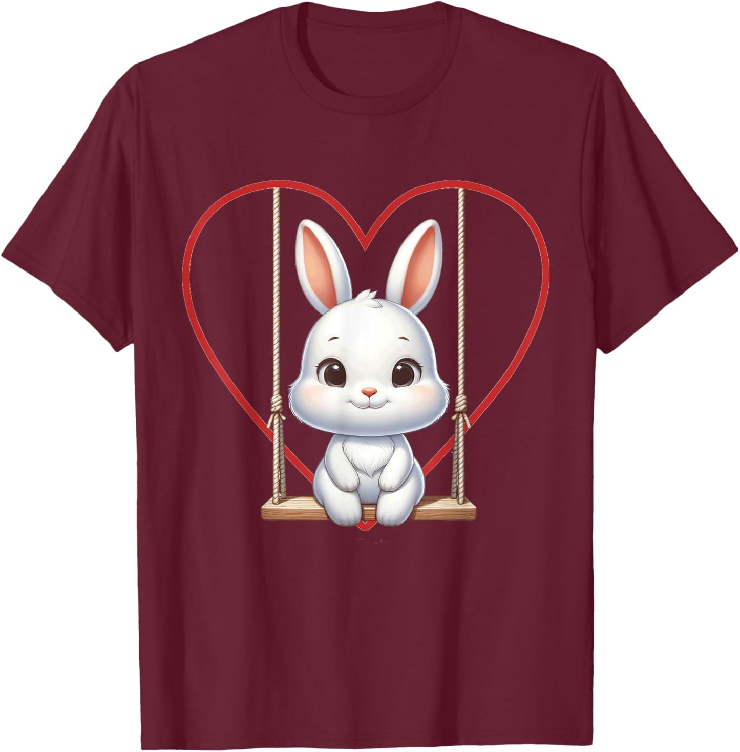 Cute Bunny Graphic Rabbit Women Girls T-Shirt - T-Shirt | Maroon