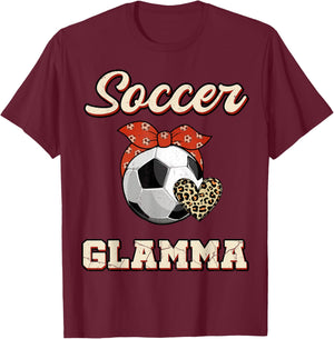 Soccer Glamma Bandana Leopard Heart Fans Mother's Day T-Shirt - T-Shirt | Maroon