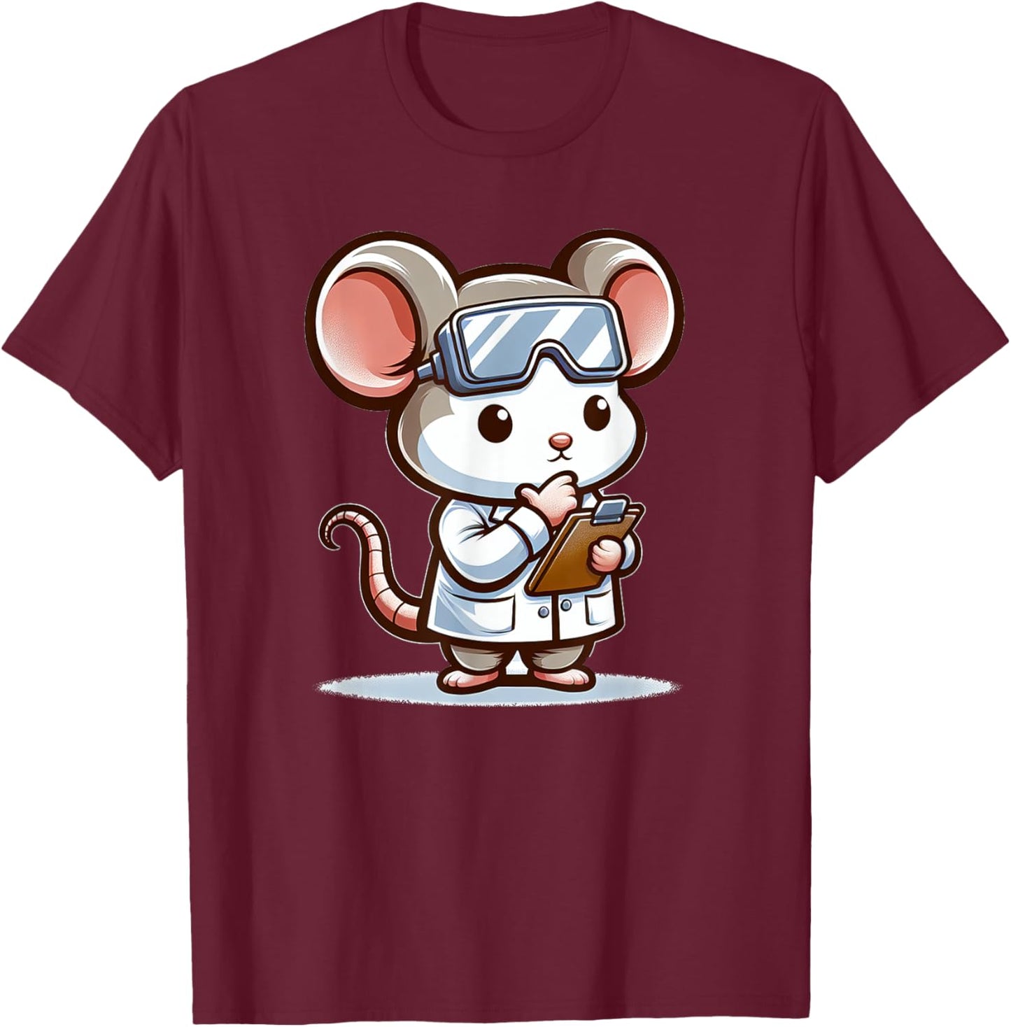 Cute Mouse Scientist T-Shirt - T-Shirt | Maroon
