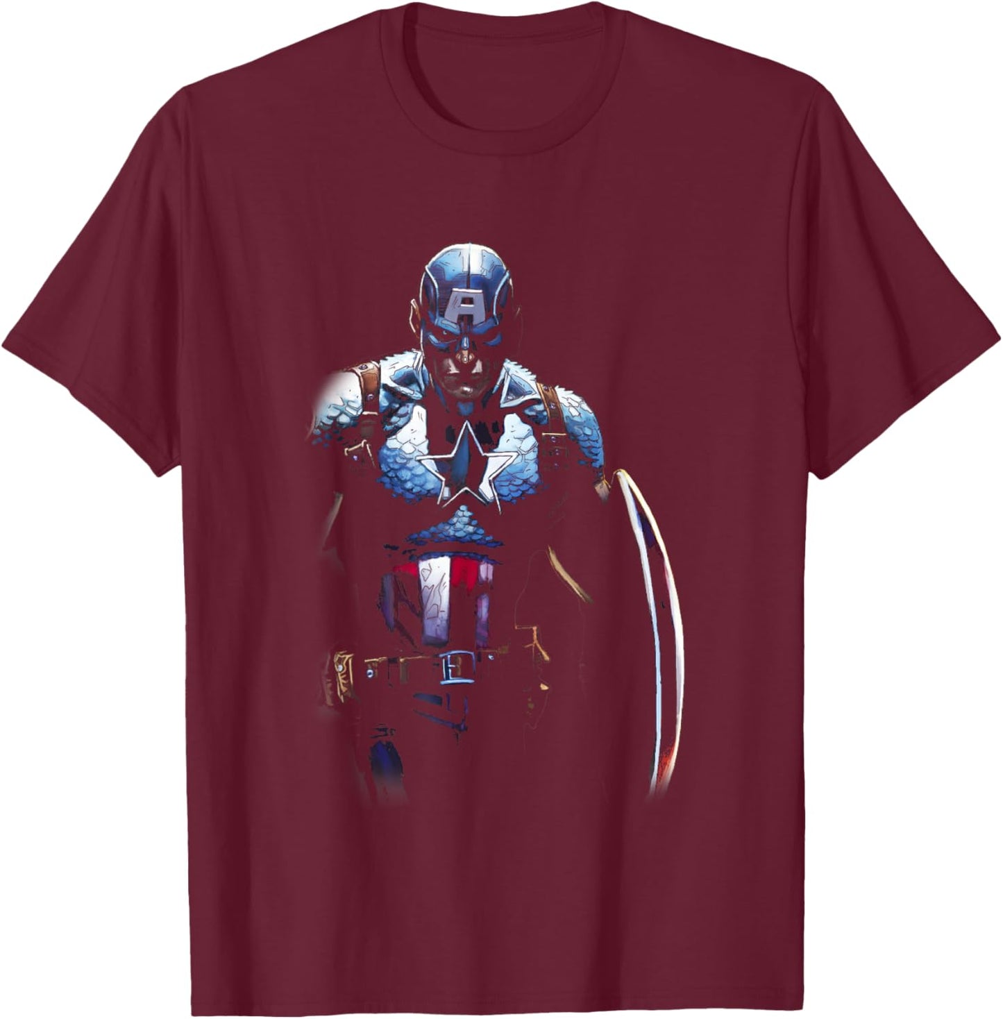 Marvel Comics Classic Captain America Dark Justice Poster T-Shirt - T-Shirt | Maroon