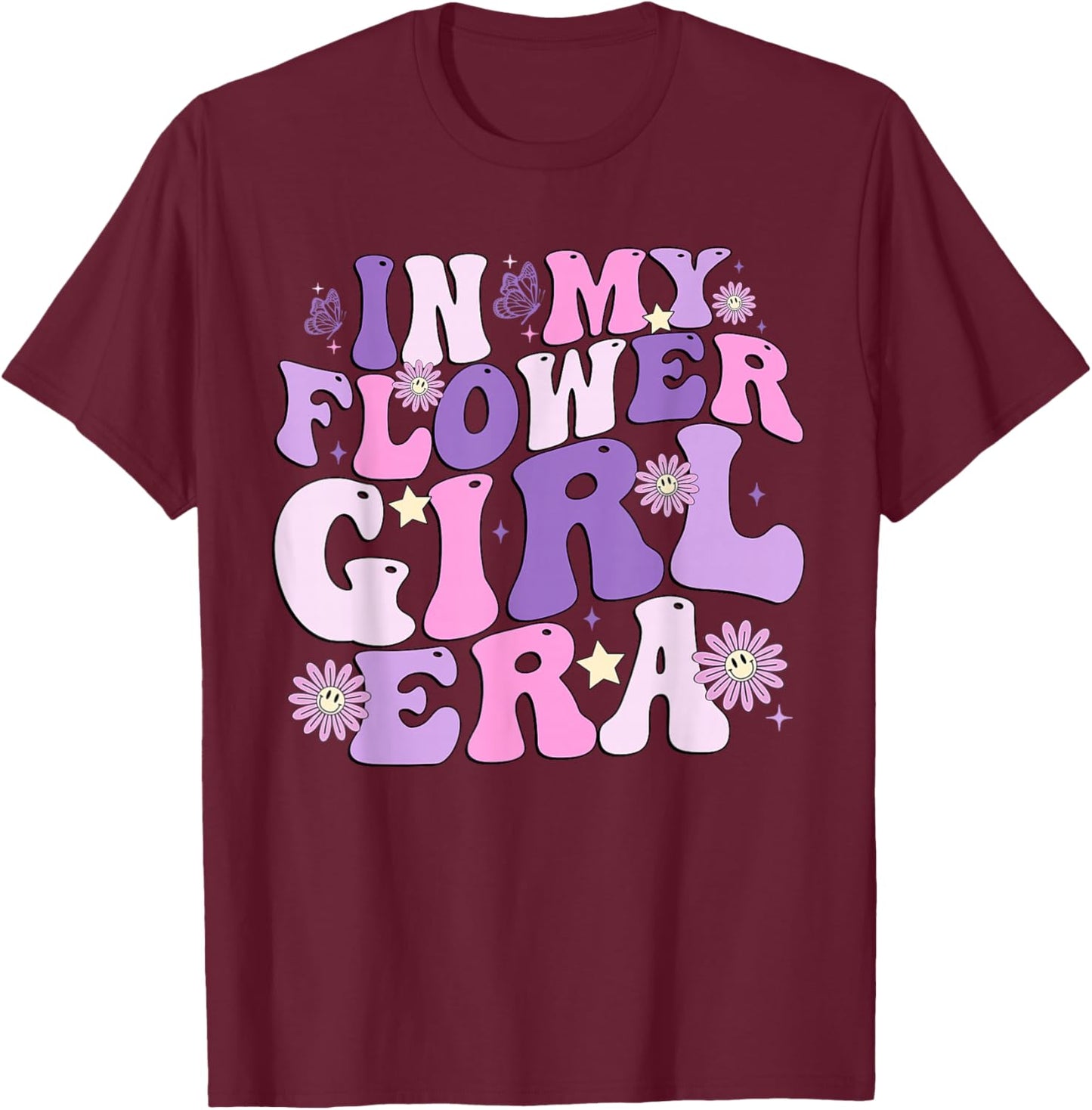 Flower Girl Shirt Groovy In My Flower Girl Era T-Shirt - T-Shirt | Maroon