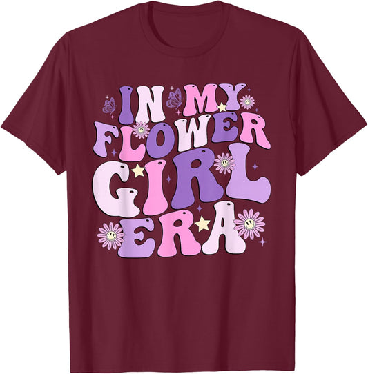 Flower Girl Shirt Groovy In My Flower Girl Era T-Shirt - T-Shirt | Maroon