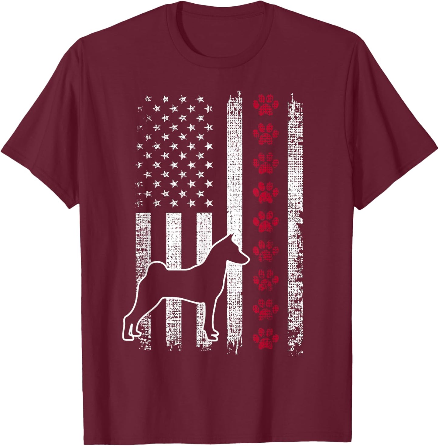 Vintage Retro USA Patriotic American Flag Basenji T-Shirt - T-Shirt | Maroon