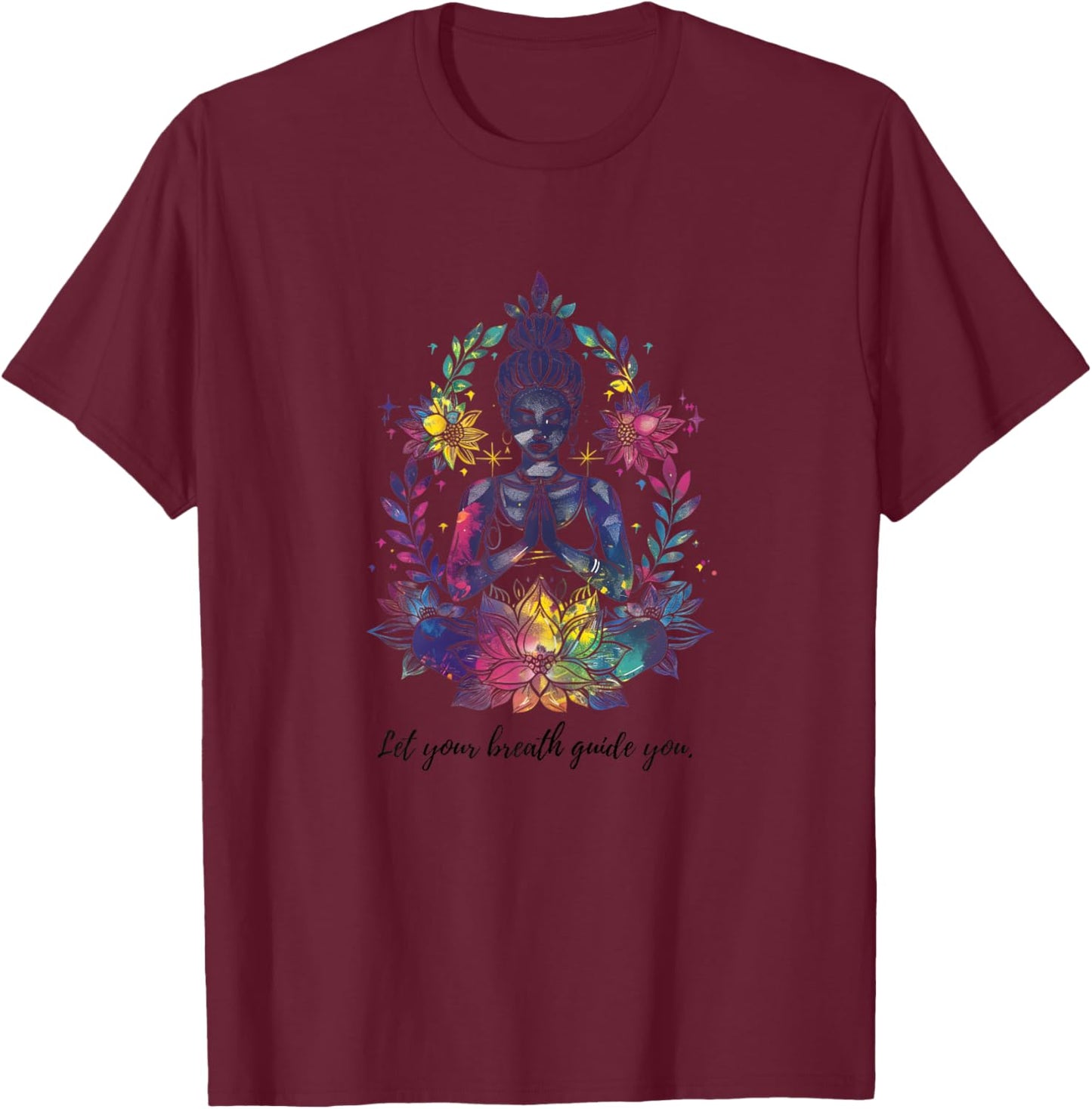 Embrace Inner Peace - Yoga & Meditation Inspired Artwork T-Shirt - T-Shirt | Maroon