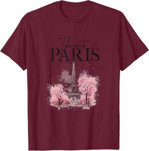 Take My To Paris Eiffel Tower Pink France Paris Souvenirs T-Shirt - T-Shirt | Maroon