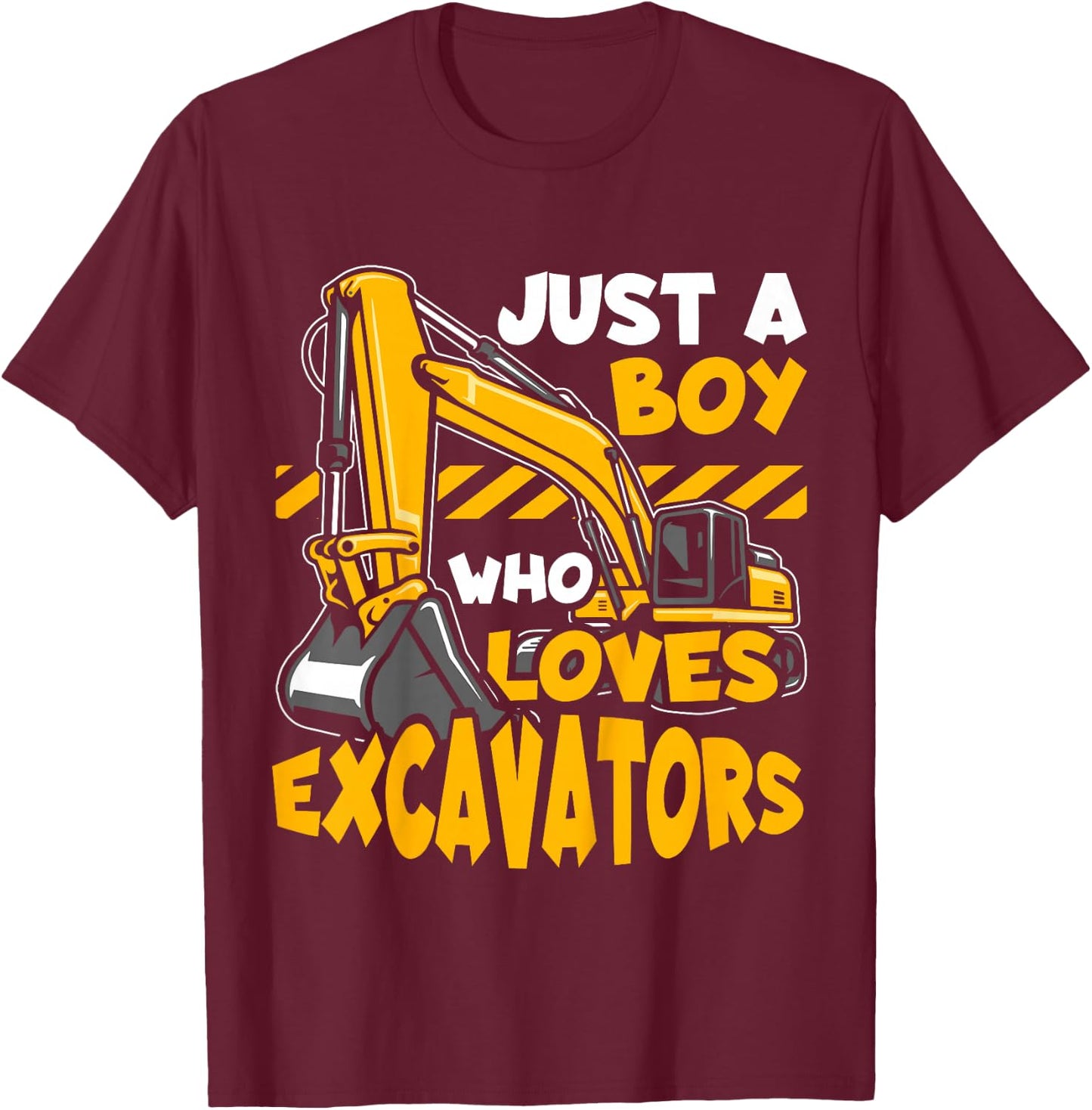 Kids Construction Vehicle Just A Boy Who Loves Excavators T-Shirt - T-Shirt | Maroon