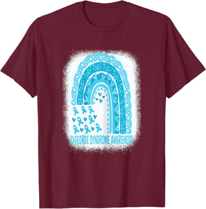 DiGeorge Syndrome Awareness Fighter Blue Ribbon Rainbow T-Shirt - T-Shirt | Maroon