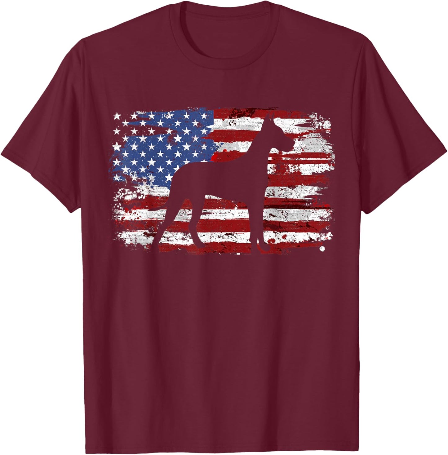 Great Dane Vintage American Flag T-Shirt - T-Shirt | Maroon