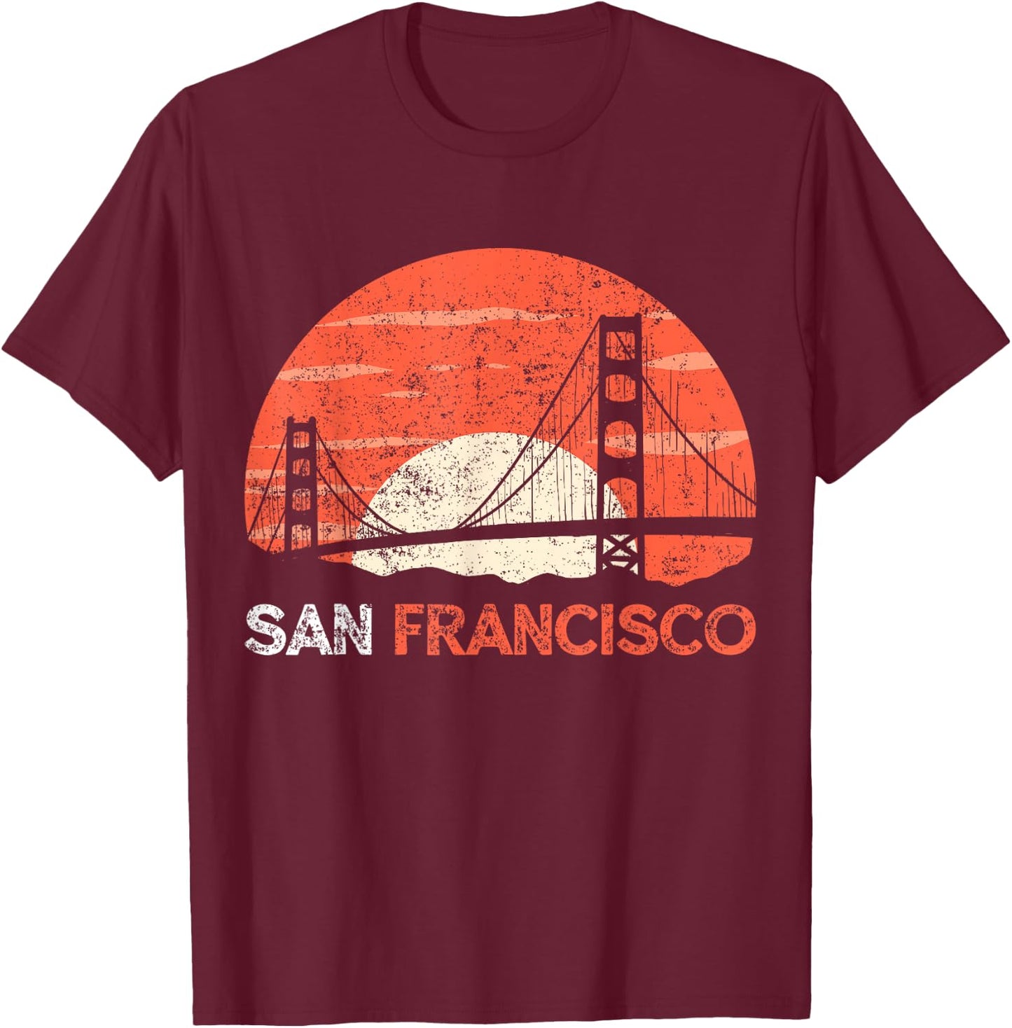 San Francisco California Golden Gate Bridge Small T-Shirt - T-Shirt | Maroon