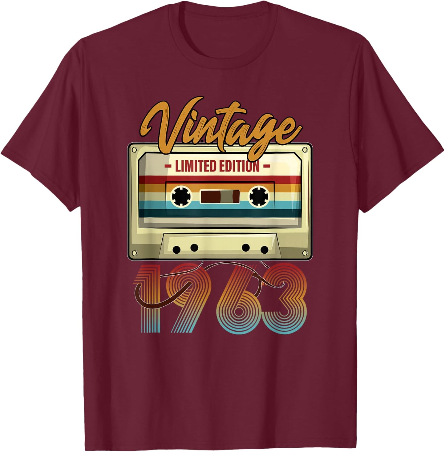 Vintage 1963 62nd birthday cassette tape women B-day T-Shirt - T-Shirt | Maroon