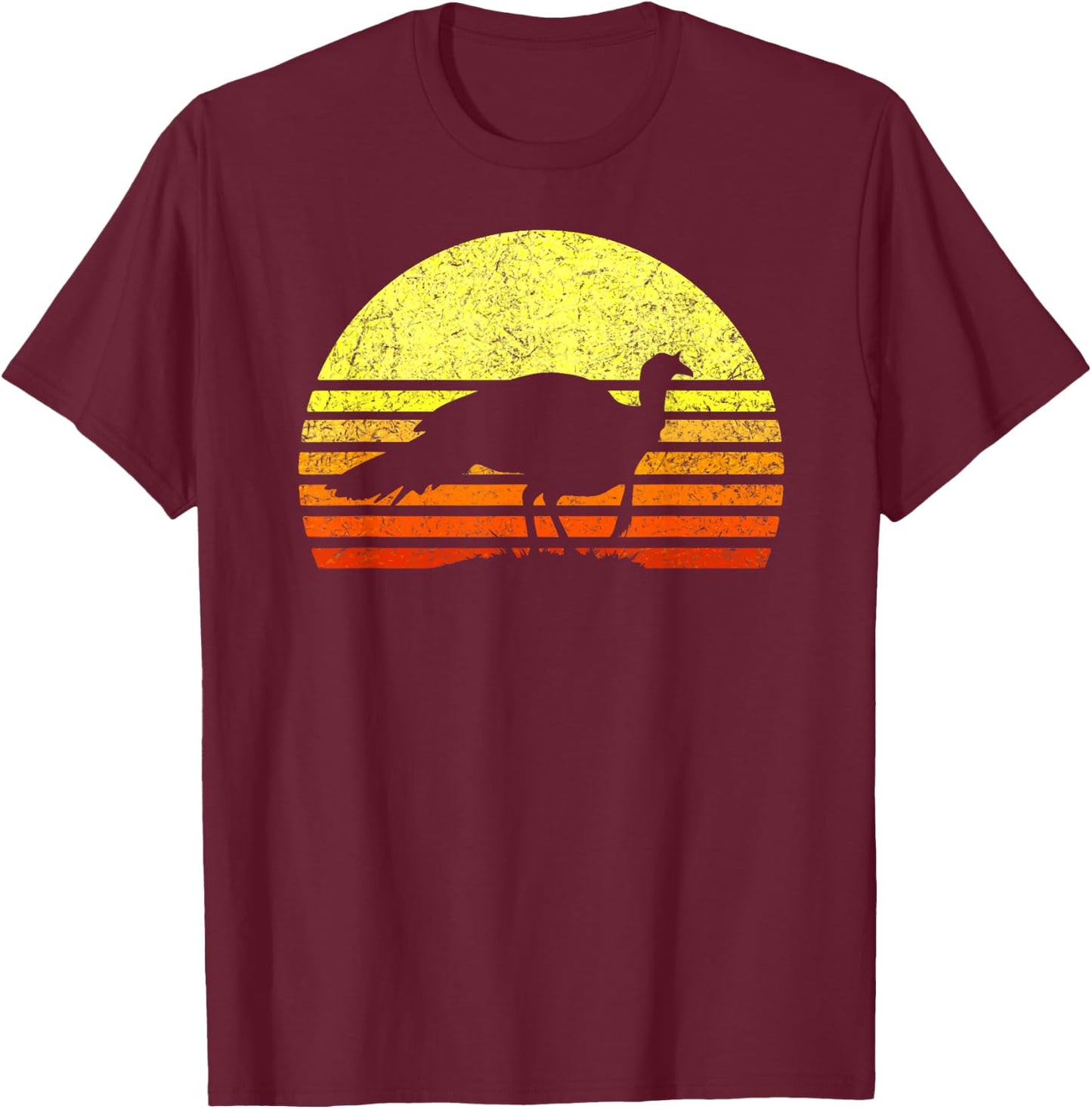 Turkey Hunting Retro Sunset Upland Bird Hunter Thanksgiving T-Shirt - T-Shirt | Maroon