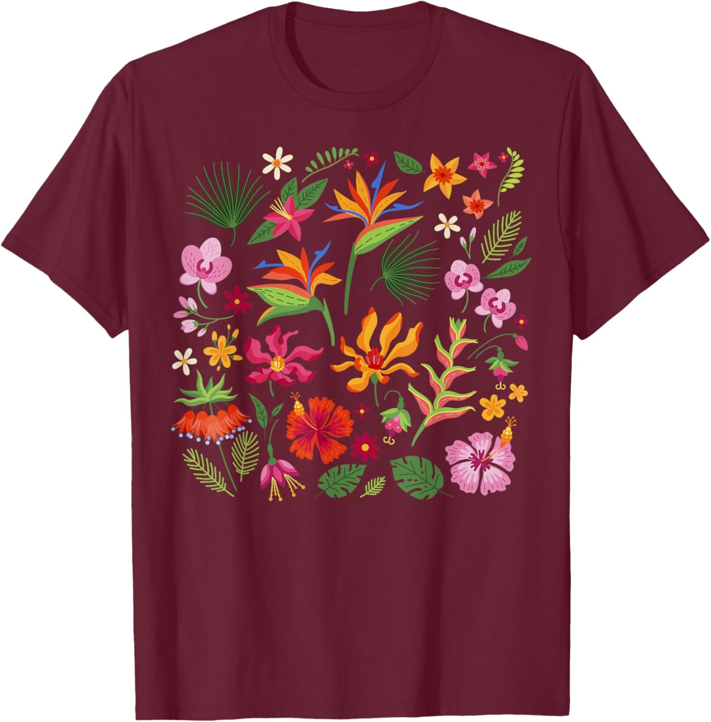 Hawaii Tropical Island Hawaiian Flowers Aloha State T-Shirt - T-Shirt | Maroon