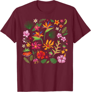 Hawaii Tropical Island Hawaiian Flowers Aloha State T-Shirt - T-Shirt | Maroon
