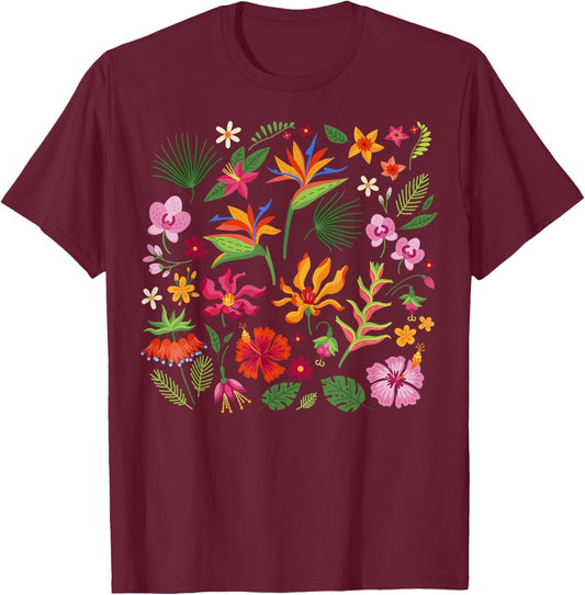 Hawaii Tropical Island Hawaiian Flowers Aloha State T-Shirt - T-Shirt | Maroon
