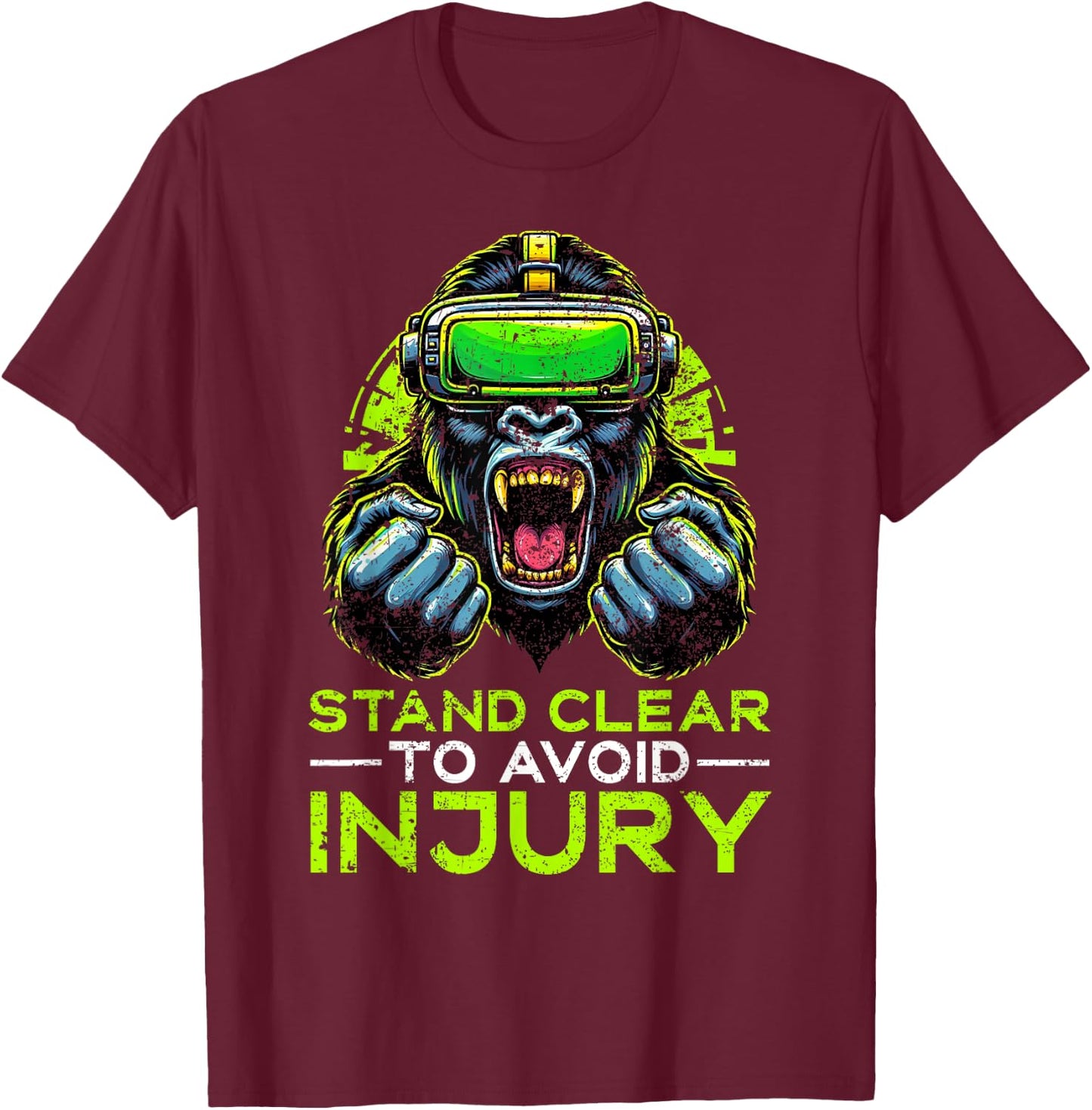 Gorilla VR Gamer Virtual Reality Headset Monkeys T-Shirt - T-Shirt | Maroon
