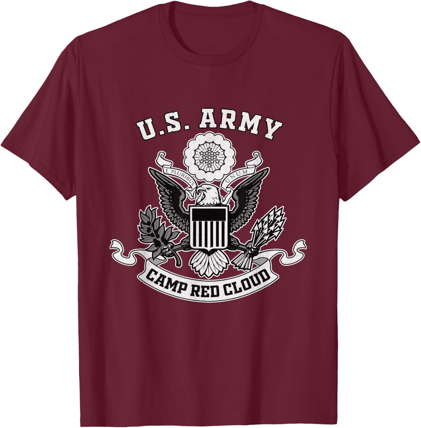 Camp Red Cloud South Korea Military Base Eagle Emblem T-Shirt - T-Shirt | Maroon