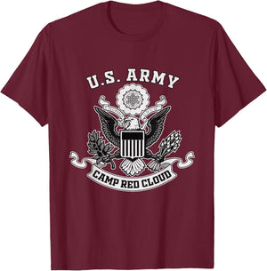 Camp Red Cloud South Korea Military Base Eagle Emblem T-Shirt - T-Shirt | Maroon