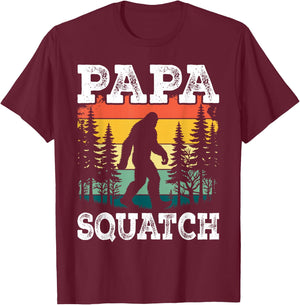 Papa Squatch Funny Dad Bigfoot Retro Fathers Day Vintage T-Shirt - T-Shirt | Maroon