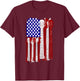 USA Flag Guitar and Plectrum Rock Concert Design | -Adults, Kids | Black, Small T-Shirt - T-Shirt | Maroon
