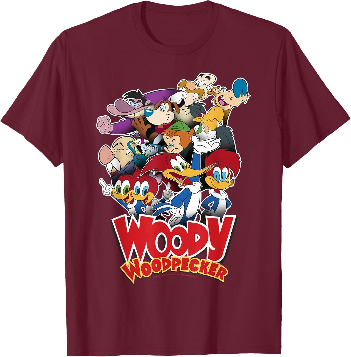Woody Woodpecker Group Shot Vintage Poster T-Shirt - T-Shirt | Maroon