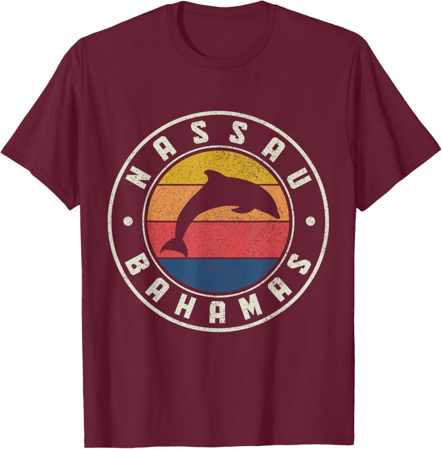Nassau Bahamas Dolphin Souvenir Vintage T-Shirt - T-Shirt | Maroon