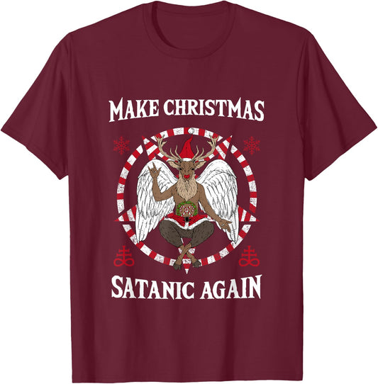 Make Christmas Satanic Again I Pentagram Death Metal Costume T-Shirt - T-Shirt | Maroon