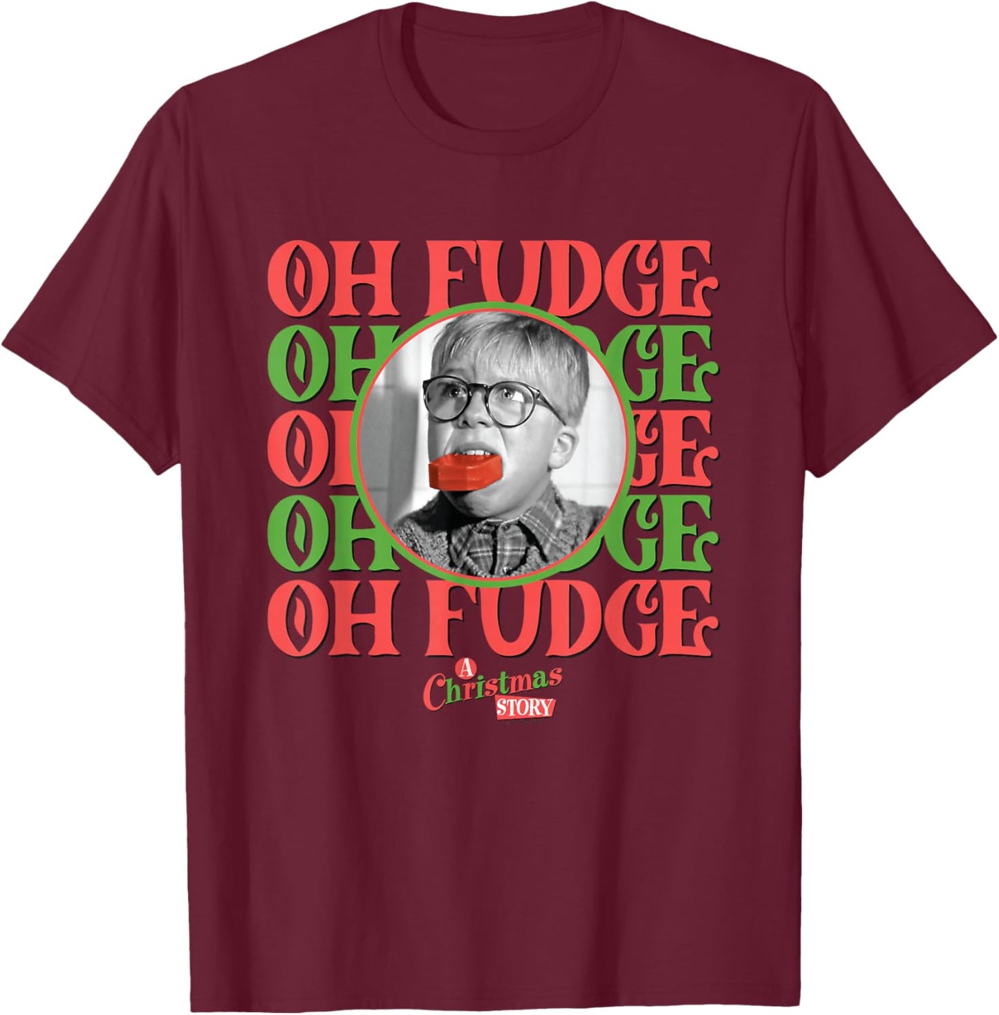 A Christmas Story - Oh Fudge Stacked T-Shirt - T-Shirt | Maroon