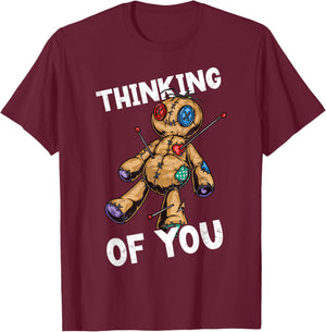 Funny Voodoo Doll Thinking of You Lazy Halloween Costume T-Shirt - T-Shirt | Maroon