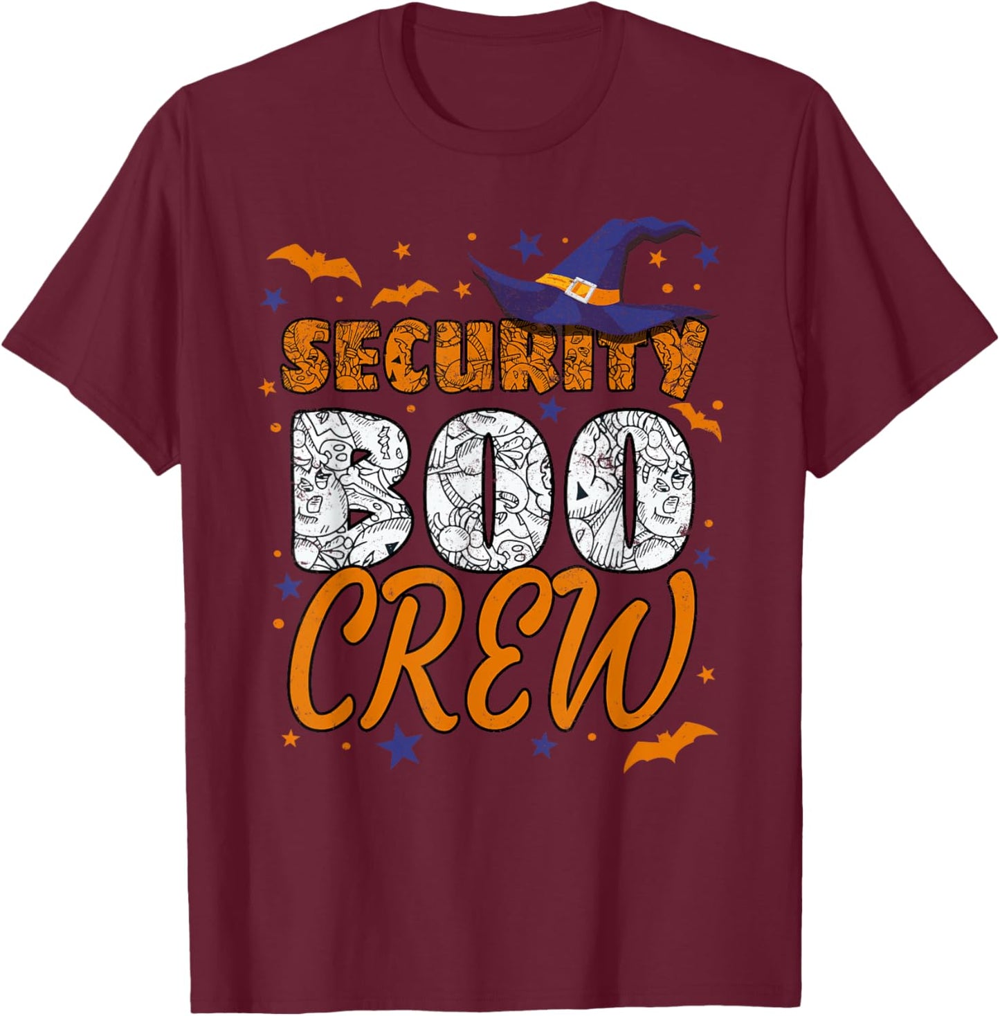 Security Boo Crew Halloween Guard Matching T-Shirt - T-Shirt | Maroon
