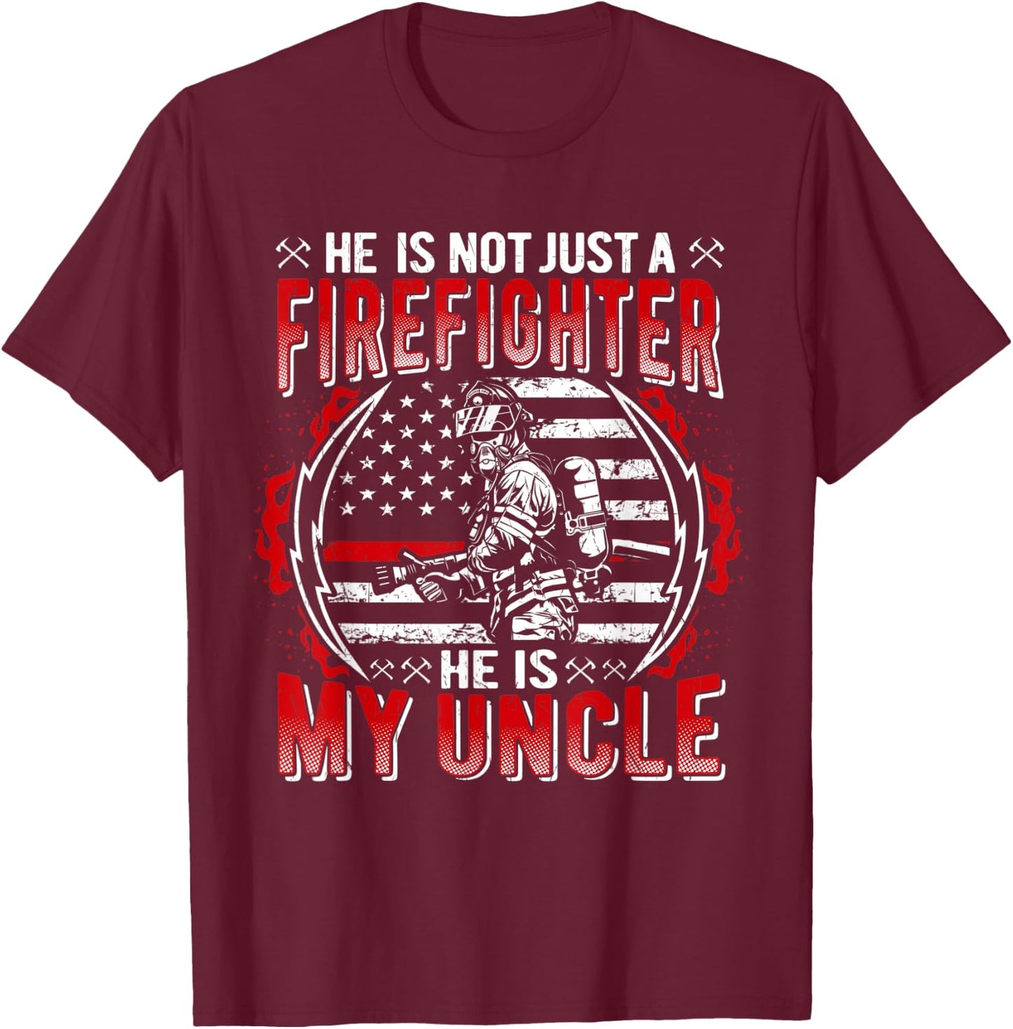 My Uncle Is A Firefighter Thin Red Line Fire Niece Nephew T-Shirt - T-Shirt | Maroon