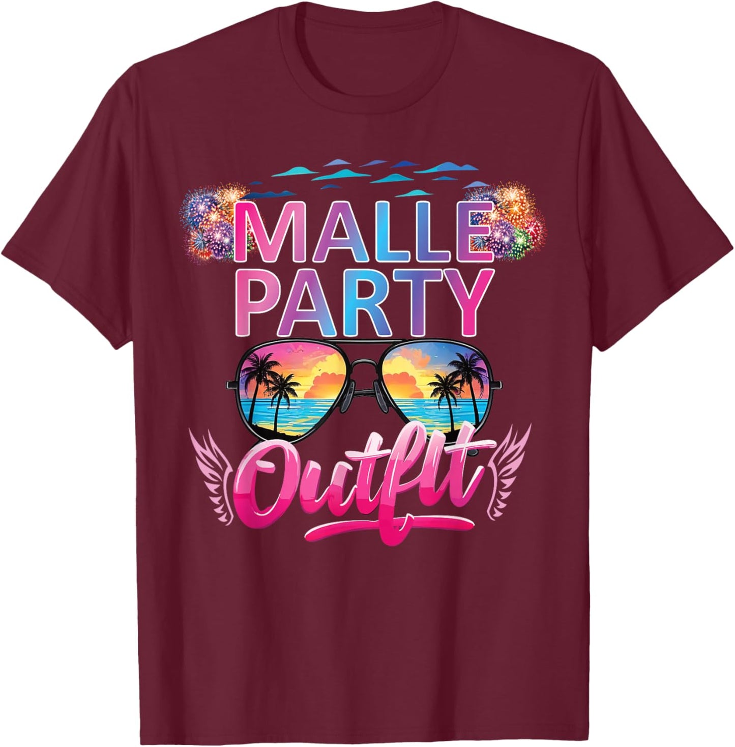 Malle Party Gruppenshirt Mallorca Outfit Damen Herren Party T-Shirt - T-Shirt | Maroon