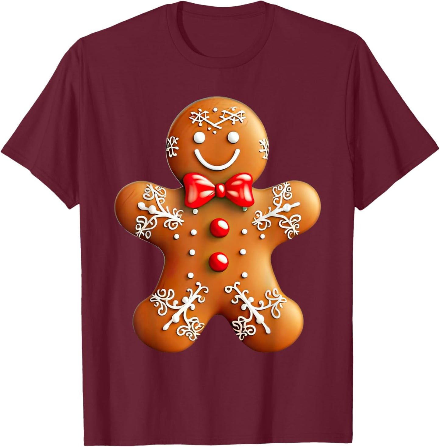 Gingerbread Man Christmas Cookie Baking Holiday Men Women T-Shirt - T-Shirt | Maroon